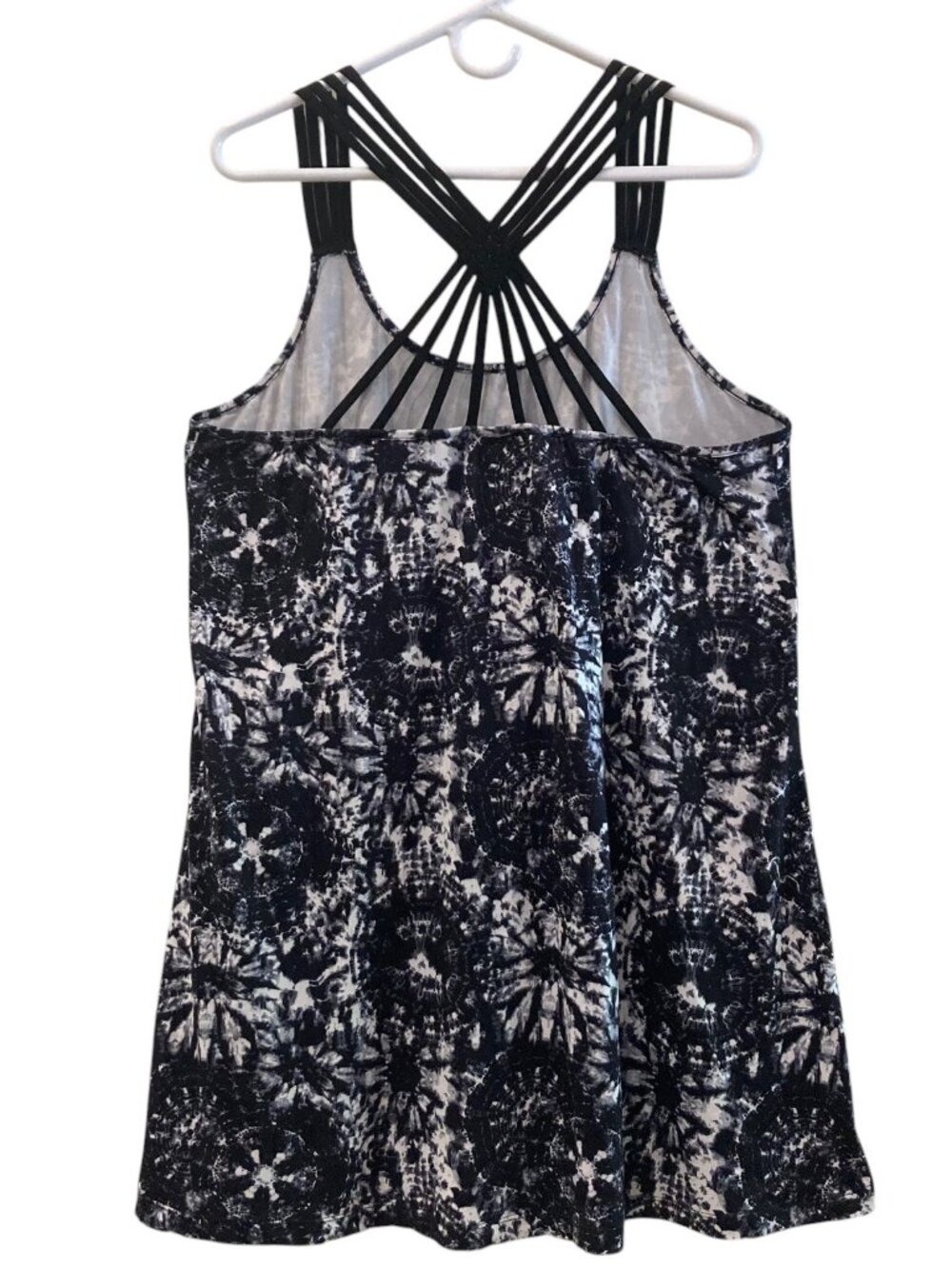 Women's APT. 9 Criss-Cross Strappy Back Swim Cover-Up Dress BLACK Tie-Dye XL - Picture 3 of 3